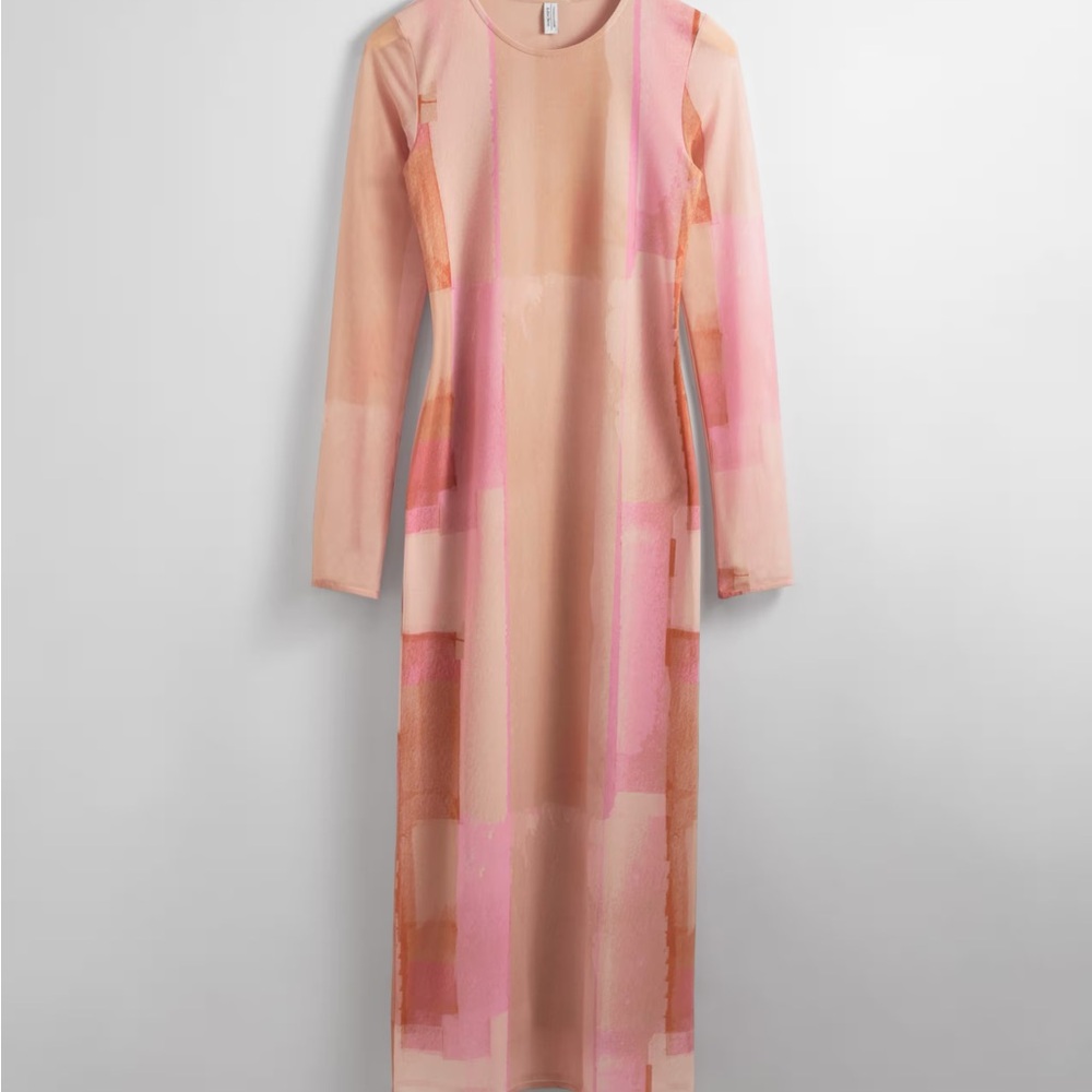 & Other Stories Mesh Midi Dress Long Sleeve NWT